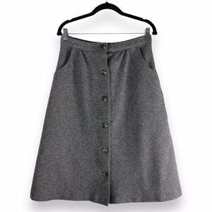 Vintage WPL 7912 Women’s 15/16 Gray Skirt Button Front Pockets‎ Dark Academia